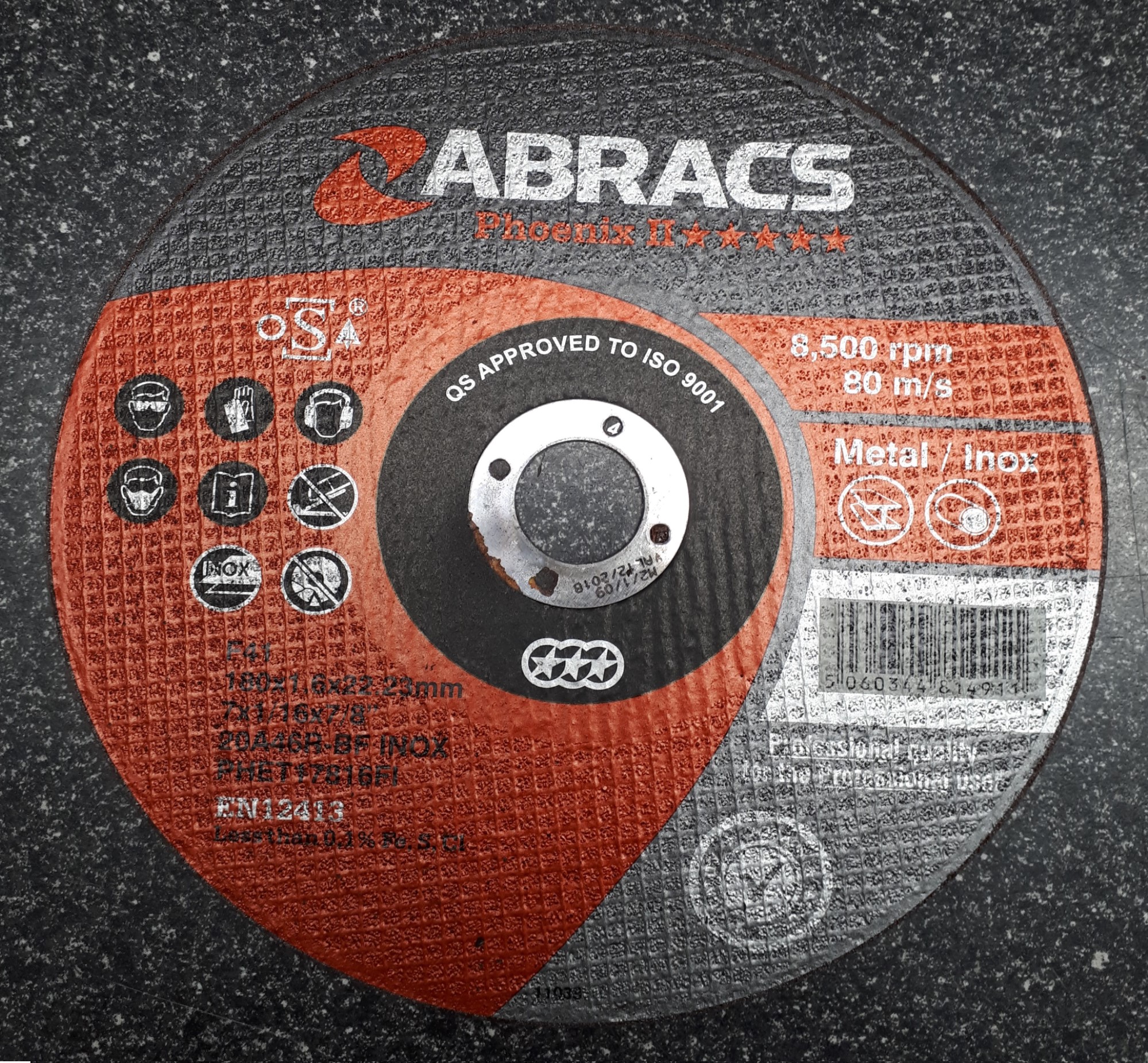 180 x 1.6 x 22mm Flat Metal Cutting Disc