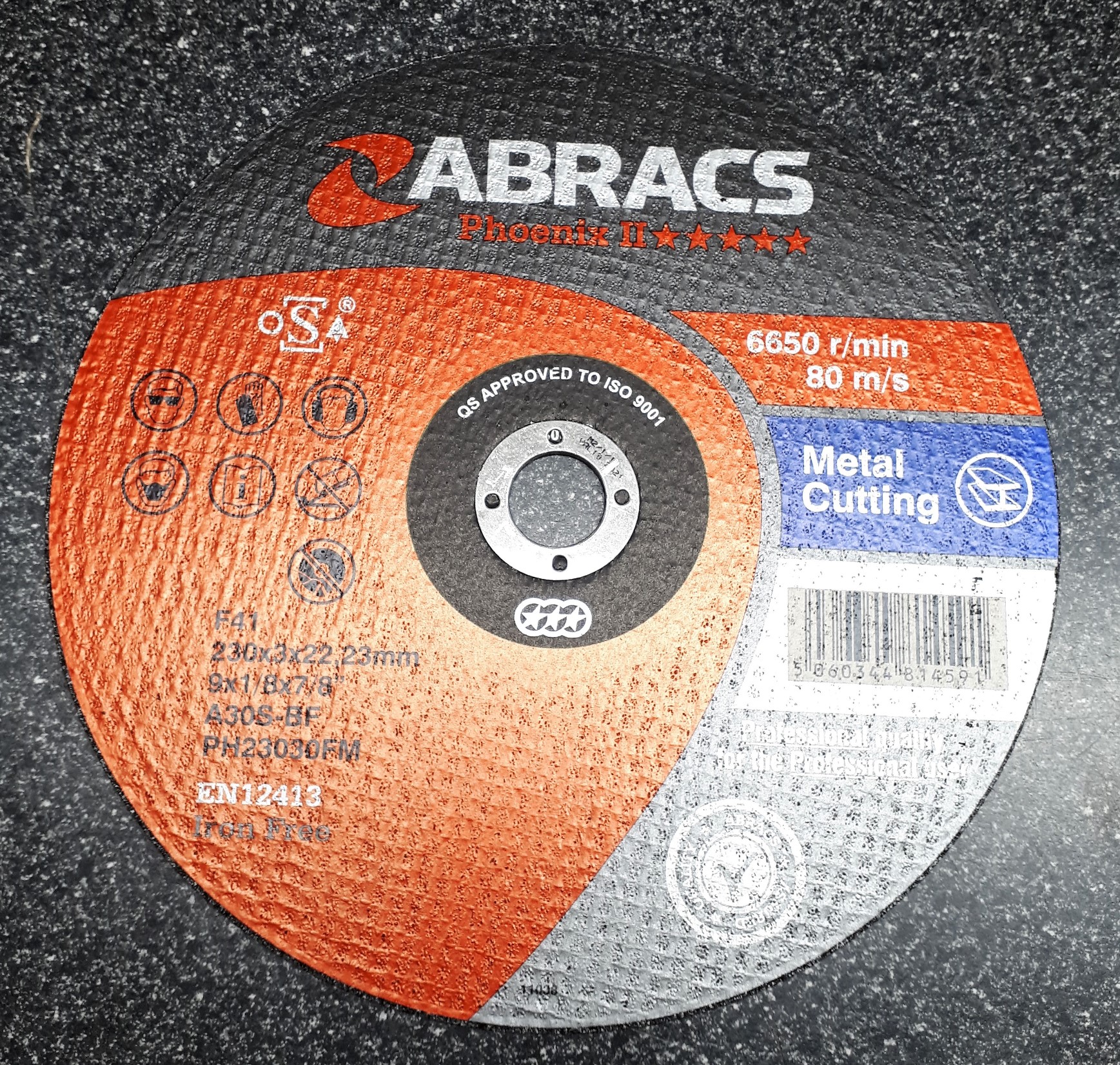 230 x 3 x 22 Flat Metal Cutting Disc